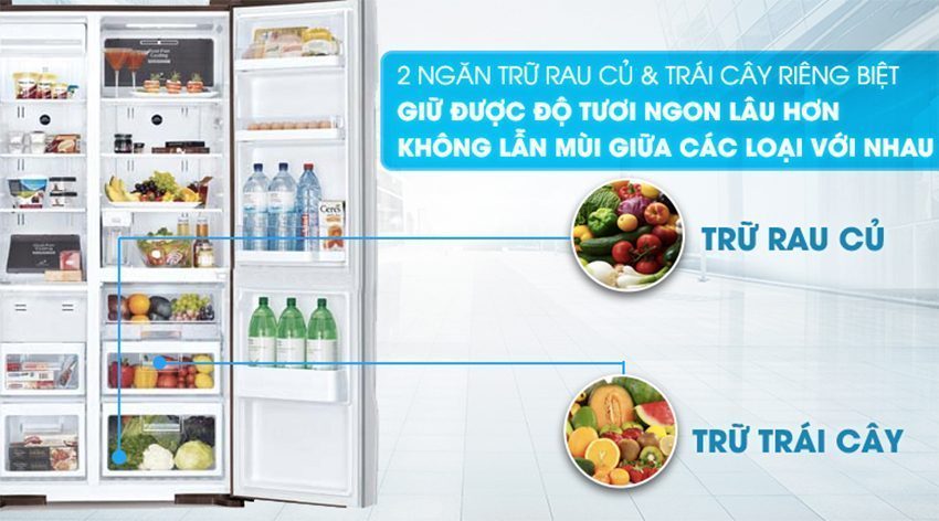 Tủ lạnh Hitachi Inverter 589 lít R-S700GPGV2 có ngăn chứa rau củ
