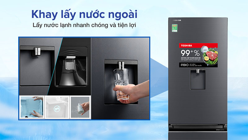 Khay lấy nước bên ngoài của Tủ lạnh Inverter 322 lít Toshiba GR-RB405WE-PMV(06)-MG