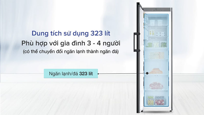 Dung tích của Tủ lạnh Inverter 323 lít Bespoke Samsung RZ32T744535/SV
