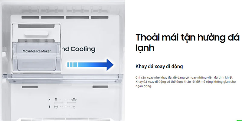 Khay đá xoay di động của Tủ lạnh Inverter 348 lít Bespoke Samsung RT35CB56448CSV