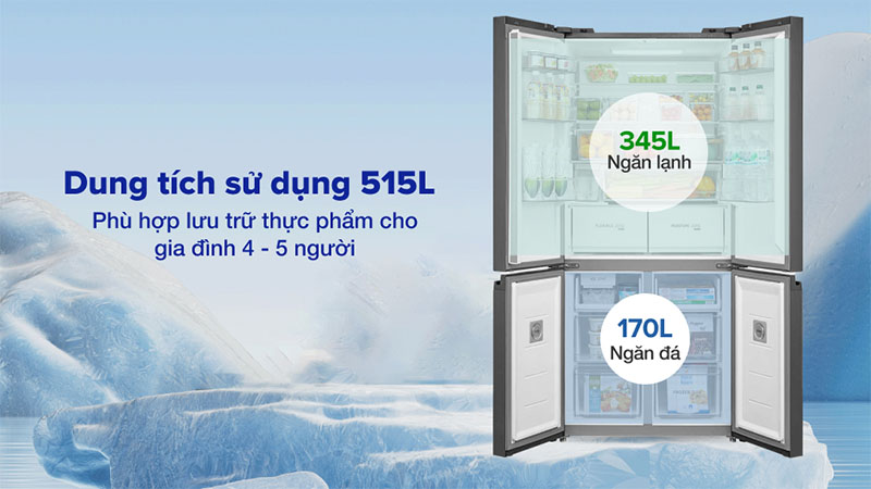 Dung tích của Tủ lạnh Inverter 515 lít Toshiba GR-RF665WIA-PGV(22)-XK