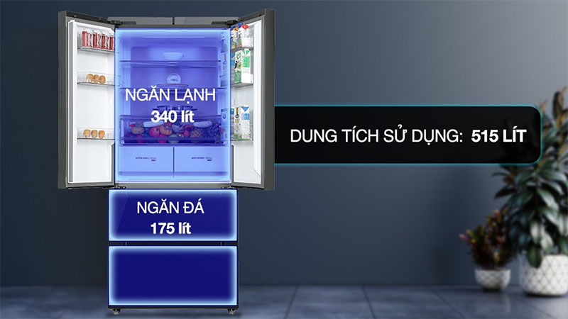Dung tích của Tủ lạnh Inverter 515 lít Multi Door Toshiba GR-RF669WI-PGV(A9)-BG 