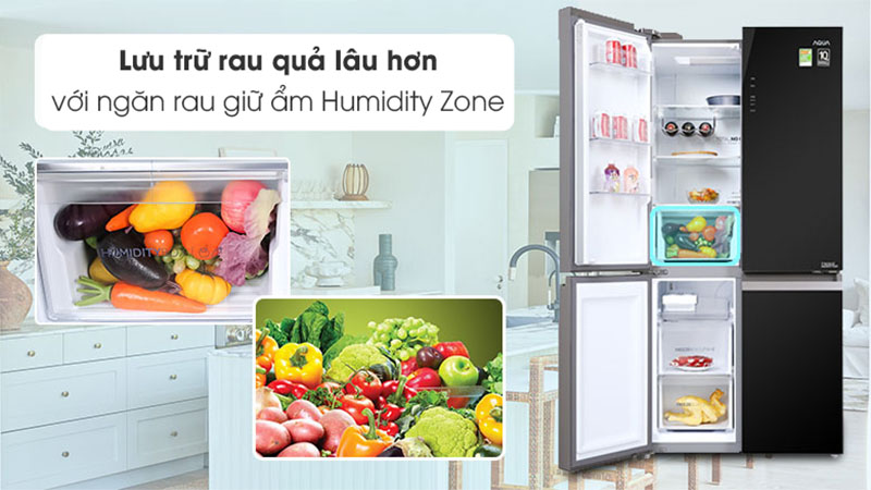 Ngăn rau củ của Tủ lạnh Inverter 549 lít Multi Door Aqua AQR-IG636FM(GB)