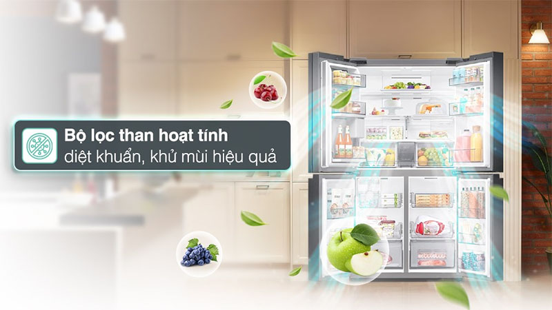 Bộ lọc khử mùi than hoạt tính của Tủ lạnh Inverter 648 lít Multi Door Bespoke Samsung RF59CB66F8S/SV