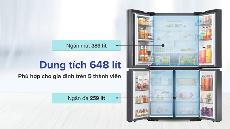 Dung tích của Tủ lạnh Inverter 648 lít Multi Door Samsung RF59C766FB1/SV