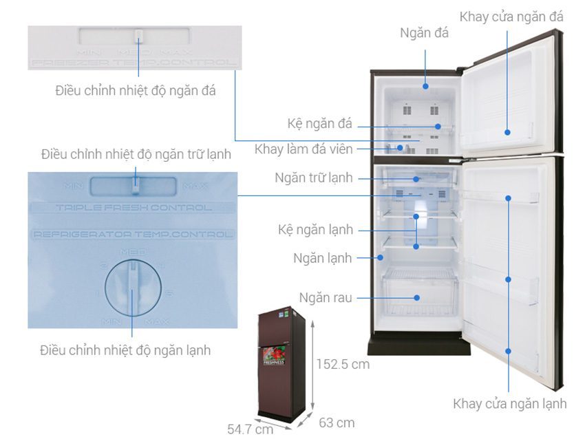 Chi tiết của tủ lạnh Inverter Aqua AQR-I247BN (DC)
