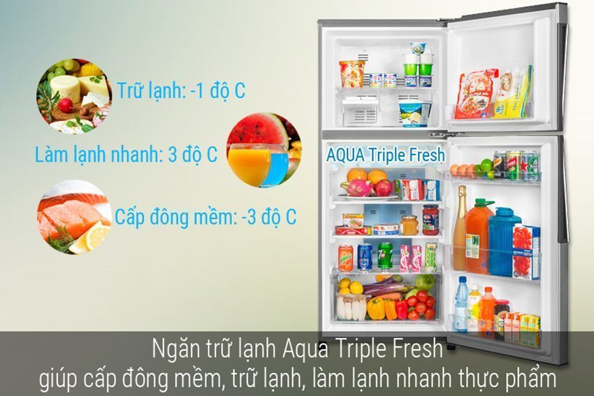 Tủ lạnh Inverter Aqua AQR-I255AN với ngăn trữ lạnh hiệu quả