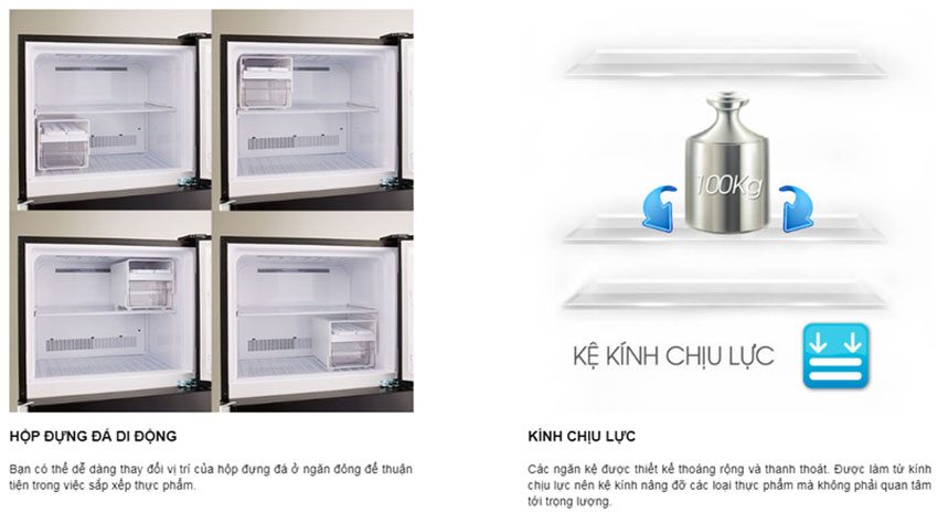 Chất liệu của tủ lạnh Inverter hai cửa Sharp SJ-XP405PG-BR