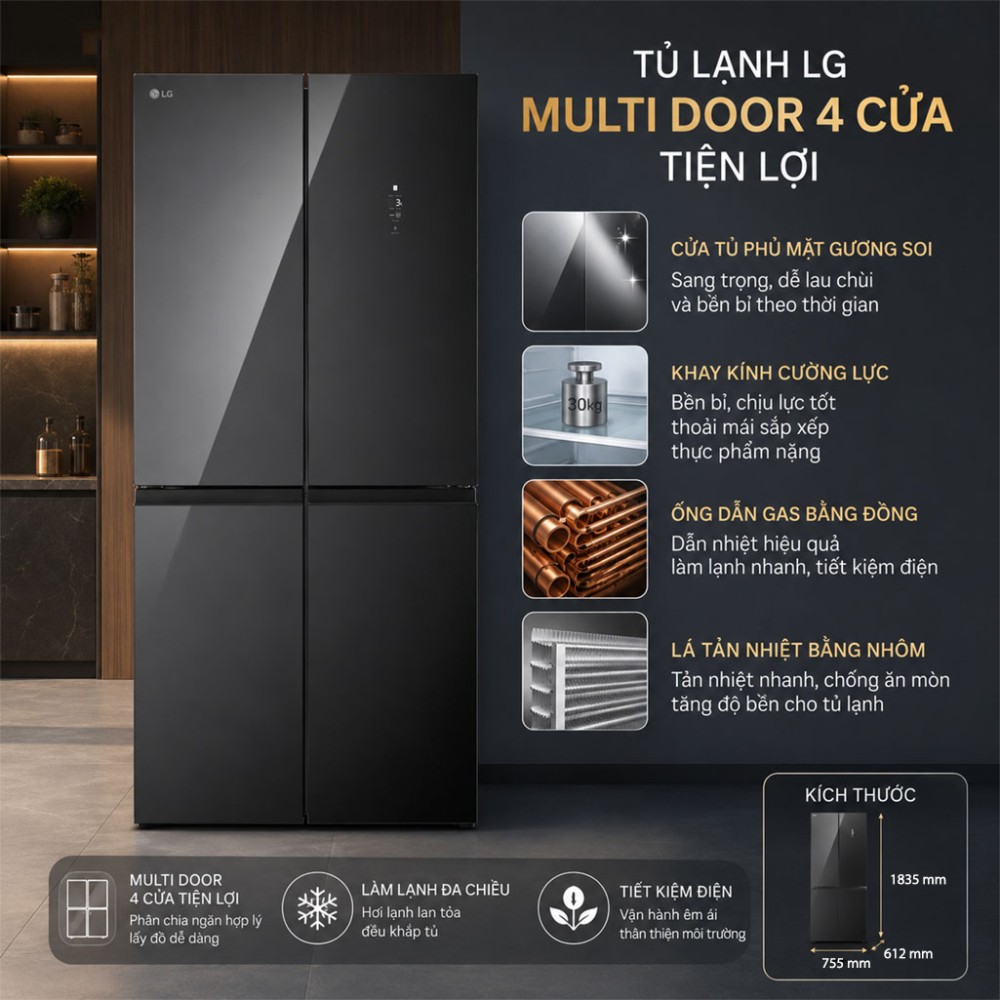 Tủ lạnh LG Inverter 400 lít Multi Door F40BG - Hàng chính hãng
