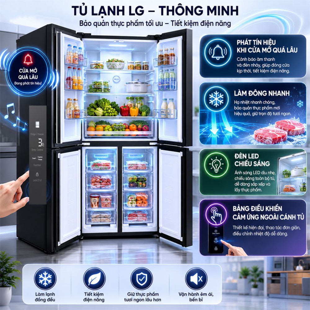 Tủ lạnh LG Inverter 400 lít Multi Door F40BG - Hàng chính hãng