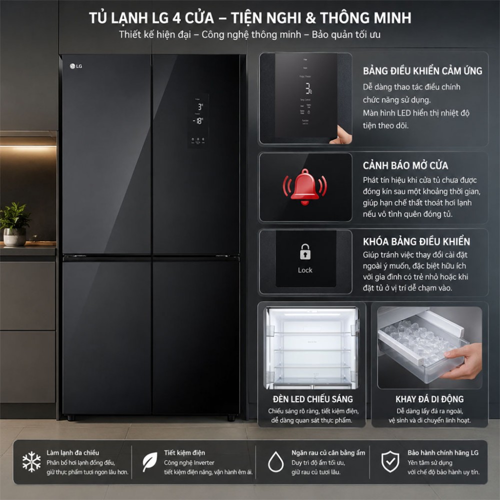 Tủ lạnh LG Inverter 502 lít Multi Door F50BG - Hàng chính hãng