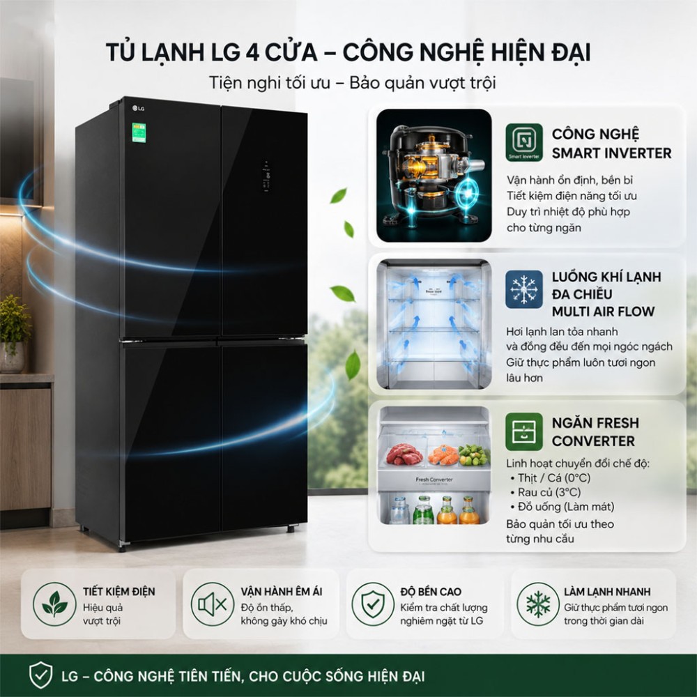 Tủ lạnh LG Inverter 502 lít Multi Door F50BG - Hàng chính hãng