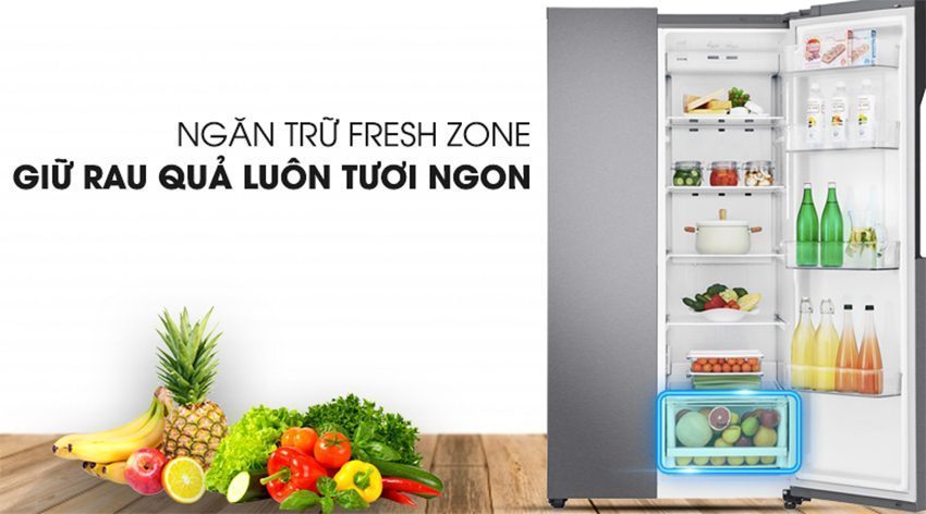 Tủ lạnh LG Inverter 613 lít GR-B247JDS có năng giữ hoa quả luôn tươi ngon