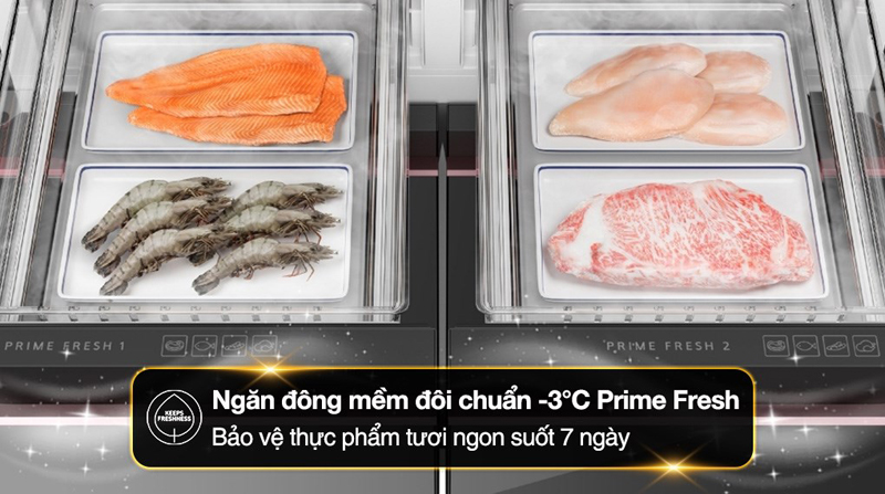 Ngăn đông mềm Prime Fresh chuẩn -3°C, bảo quản thực phẩm không cần rã đông