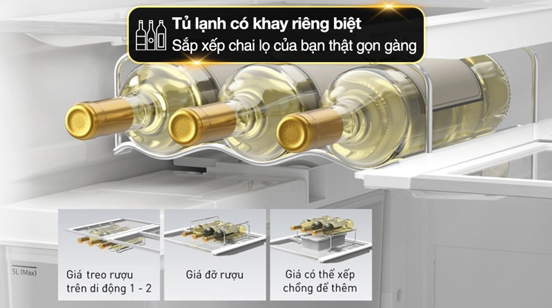 Có ngăn trữ rượu riêng biệt, bạn có thể bảo quản những chai rượu vang ở đây