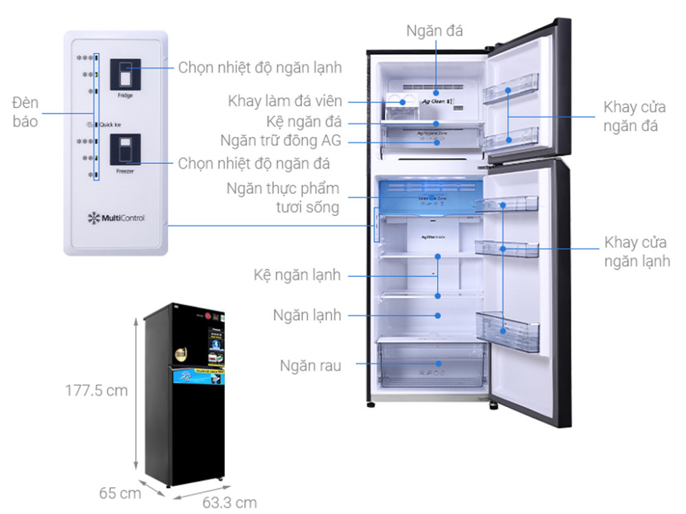 Cấu tạo của tủ lạnh Panasonic inverter 366 lít NR-TL381VGMV