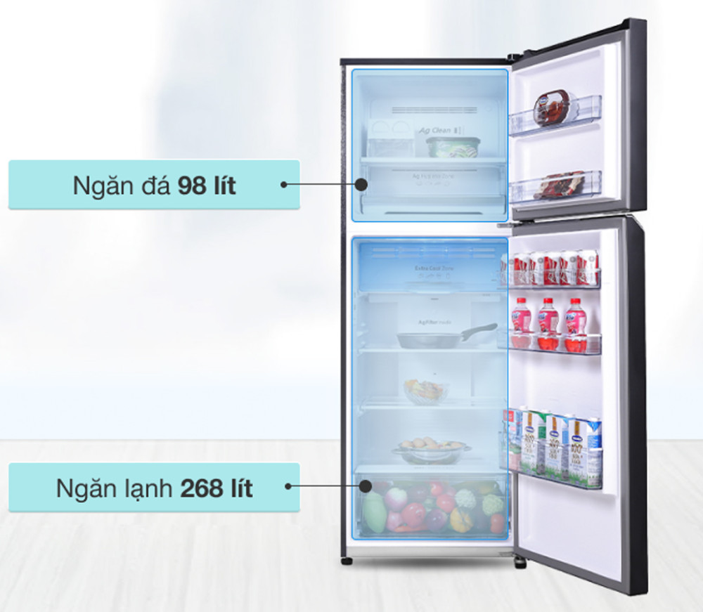 Dung tích 366 lít phù hợp cho gia đình 3-4 thành viên