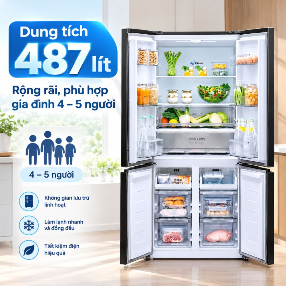 Tủ lạnh Panasonic Inverter 487 Lít NR-XZ550CWKV - Hàng chính hãng