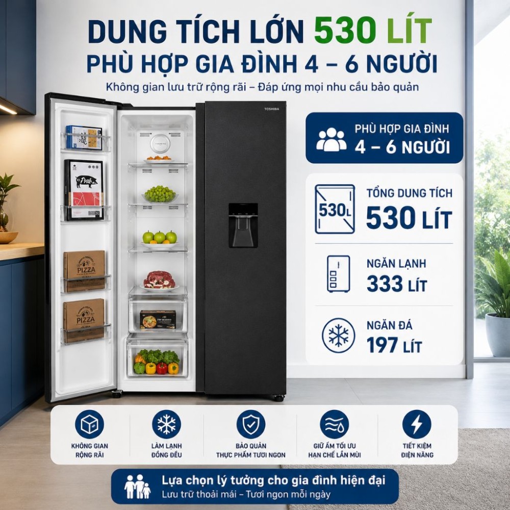 Tủ lạnh Sharp Inverter 530 lít SJ-SBX530WD-DG - Hàng chính hãng