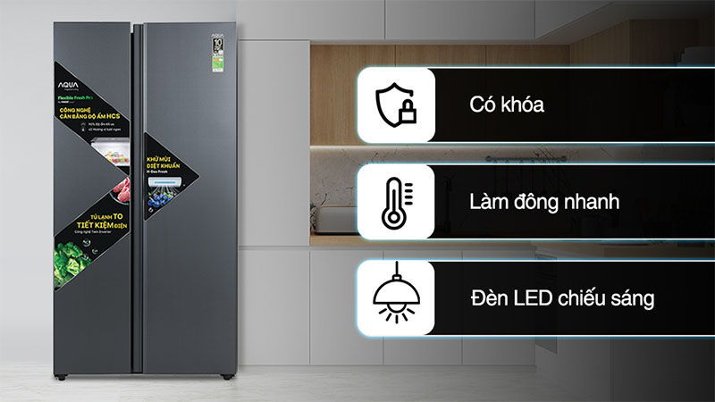 Tủ lạnh Side by side Inverter 646 lít Aqua AQR-S682XA(SLB)