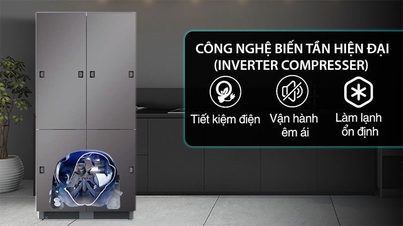 Công nghệ Inverter của Tủ lạnh âm toàn phần Kaff KF-BI540W-LUXURY