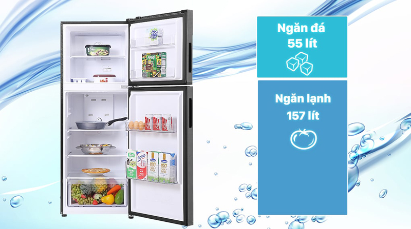 Tủ lạnh Aqua AQR-T239FA có dung tích 212L, ngăn đá 55L, ngăn lạnh 157L