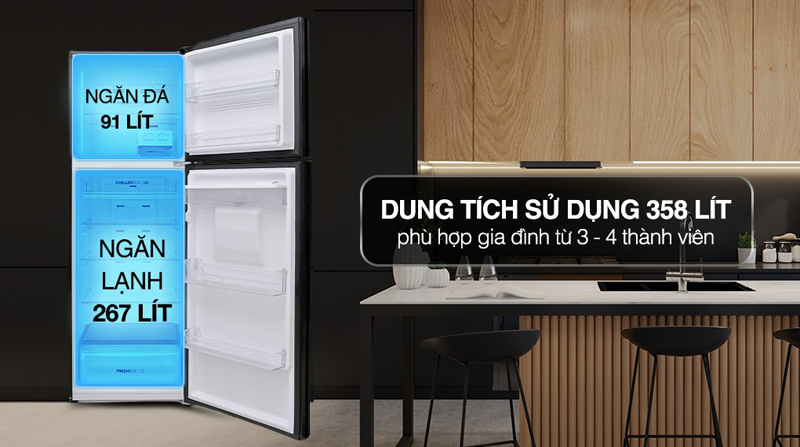 Dung tích phù hợp cho gia đình từ 3 - 4 thành viên