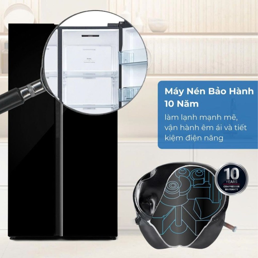 Tủ lạnh Hitachi inverter 656 lít HRSN9713ESGBKVN - Hàng chính hãng