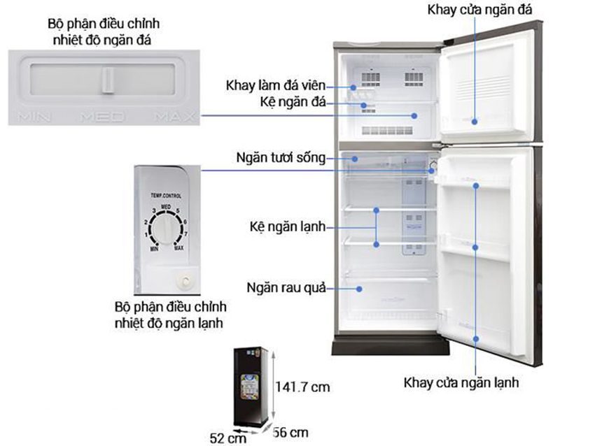 Chi tiết của tủ lạnh inverter 205 lít Aqua AQR-I209DNDC