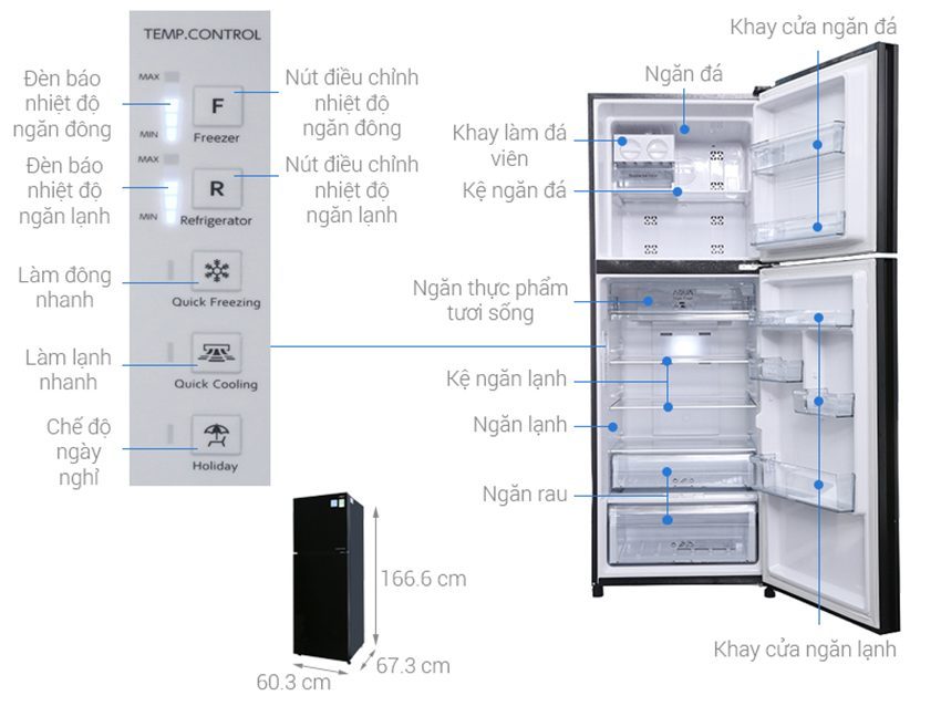 Chi tiết của tủ lạnh inverter 345 lít Aqua AQR-IG356DN GBN