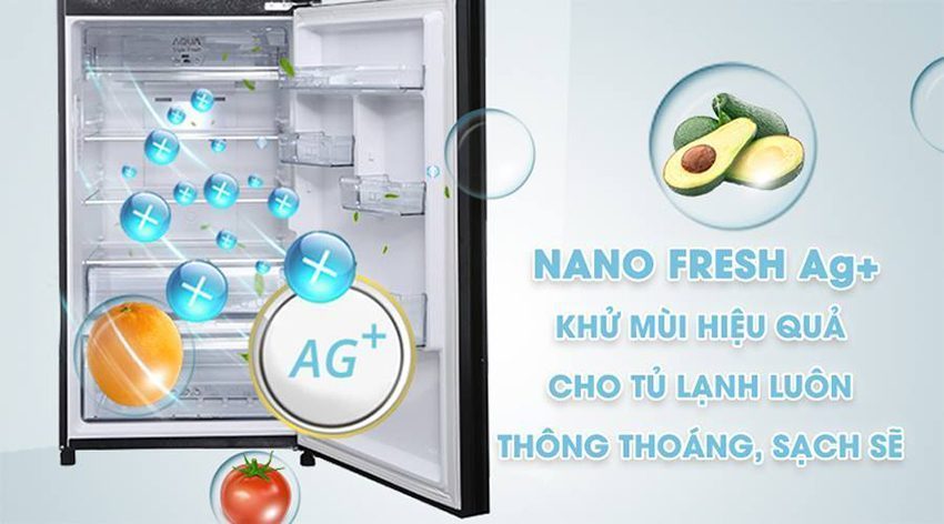 Tủ lạnh inverter 345 lít Aqua AQR-IG356DN GBN với công nghệ Nano Fresh Ag+