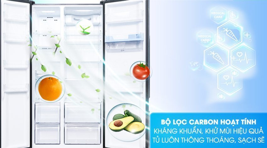 Tủ lạnh inverter 557 lít Aqua AQR-I565AS BS với bộ lọc Carbon hoạt tính