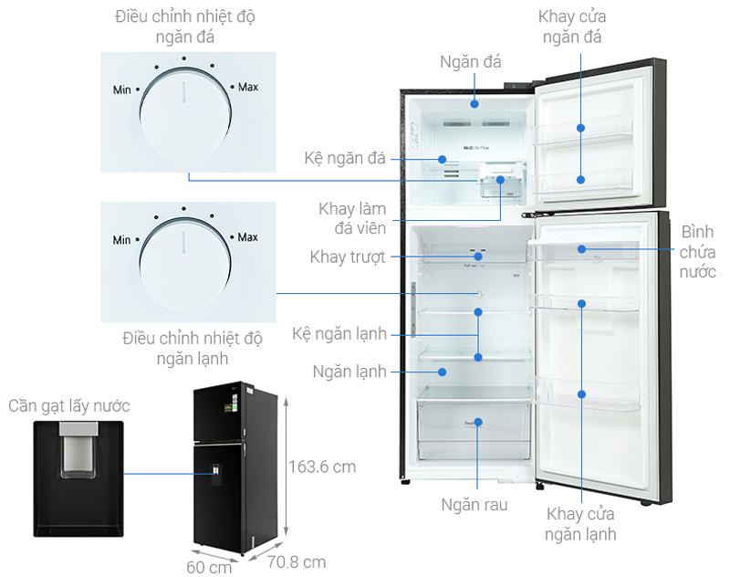 Tổng quan thiết kế của tủ lạnh LG Inverter 314 Lít GN-D312BL 
