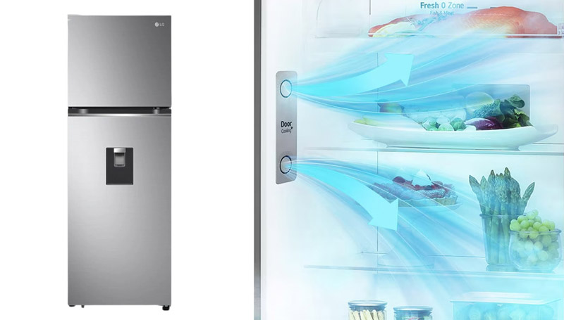 Công nghệ làm lạnh Door Cooling+ đưa luồng khí lạnh di chuyển đều khắp tủ