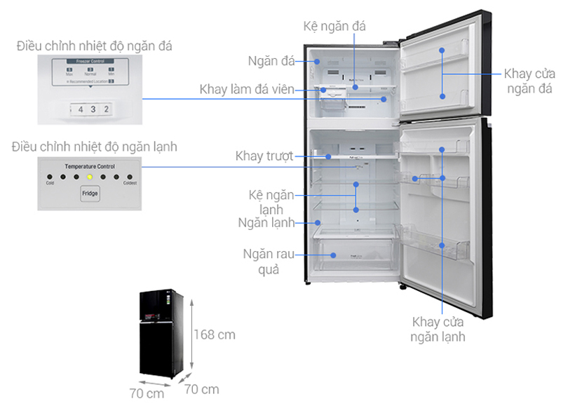 Tổng quan thiết kế của tủ lạnh LG Inverter 393 lít GN-L422GB