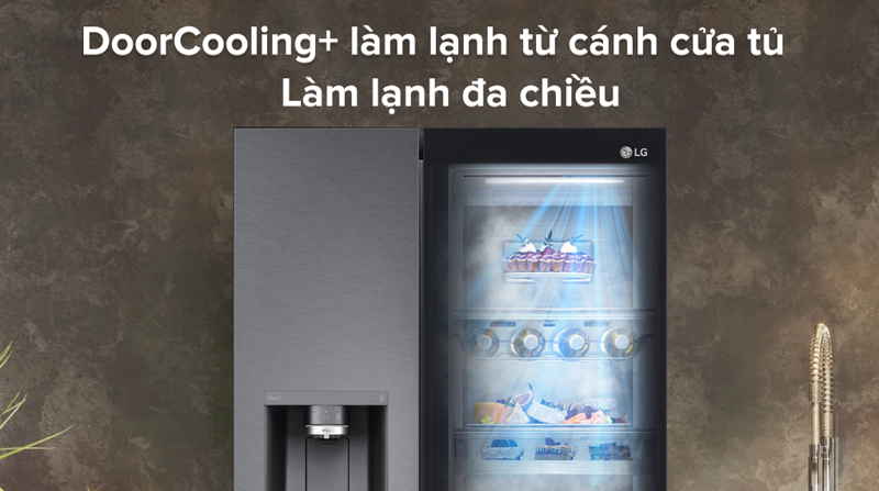 Công nghệ làm lạnh đa chiều  Door Cooling+ nên hơi lạnh sẽ được lan tỏa nhanh chóng
