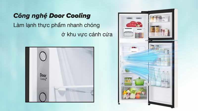 Công nghệ Door Cooling làm lạnh từ cửa tủ giúp hơi lạnh tỏa đều khắp tủ