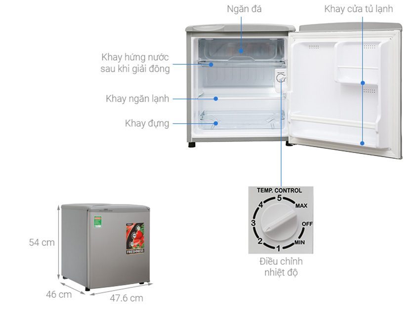 Chi tiết của tủ lạnh mi ni Aqua AQR-55ER (SS)