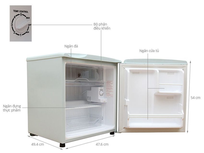 Chi tiết của tủ lạnh mi ni Aqua 50 lít AQR-55AR