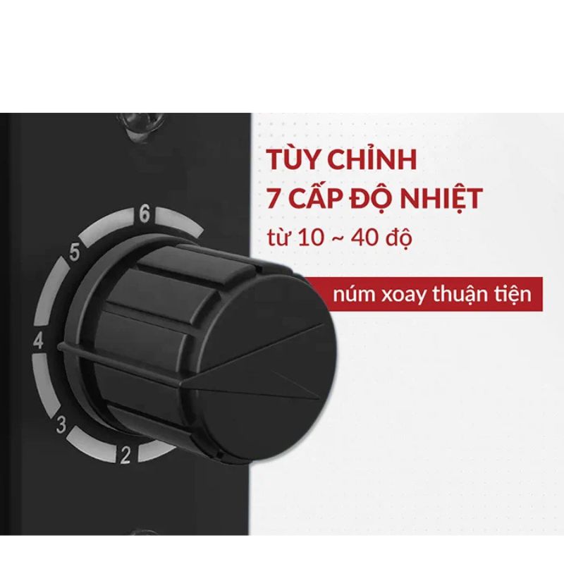 Núm vặn điều chỉnh nhiệt độ bên trong tủ với 7 cấp độ nhiệt