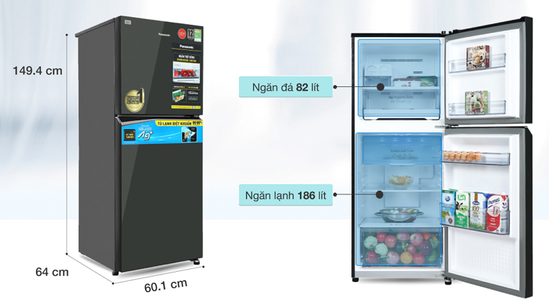 Tủ lạnh inverter Panasonic  NR-TV301VGMV - Hàng chính hãng
