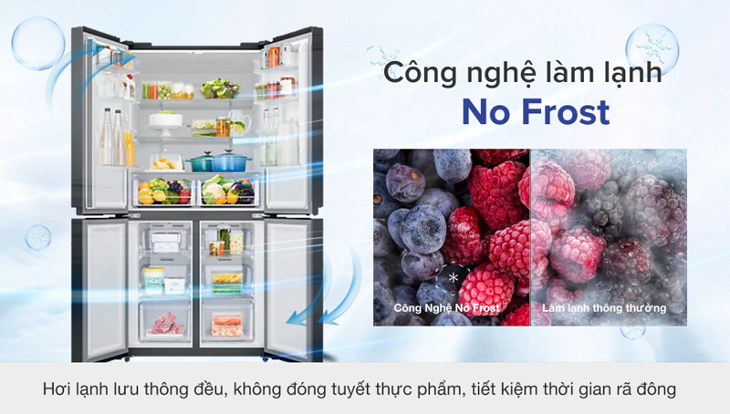 Công nghệ No Frost không đóng tuyết, không cần phải rã đông thực phẩm
