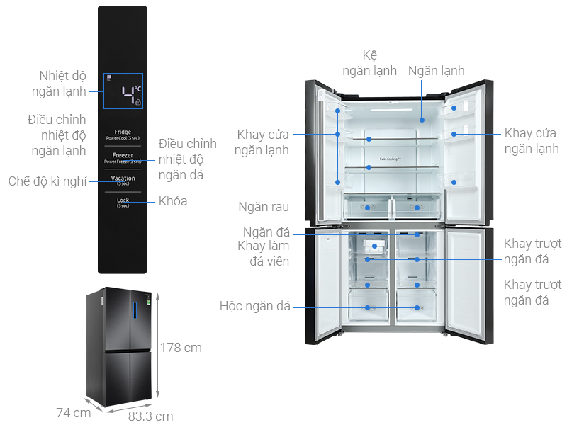 Tổng quan tủ lạnh Samsung RF48A4000B4/SV