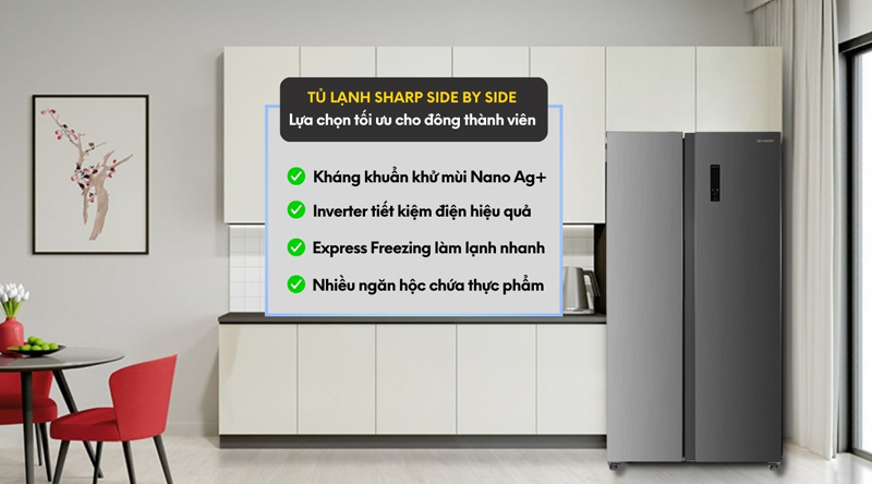 Một vài tính năng nổi bật của tủ lạnh Sharp Inverter 442 lít SJ-SBX440V-SL