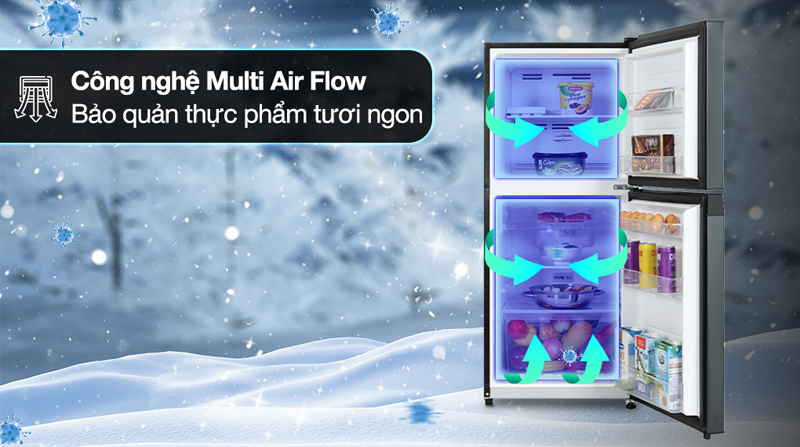 Công nghệ làm lạnh đa chiều Multi Air Flow , hơi lạnh tỏa nhanh và đều khắp tủ