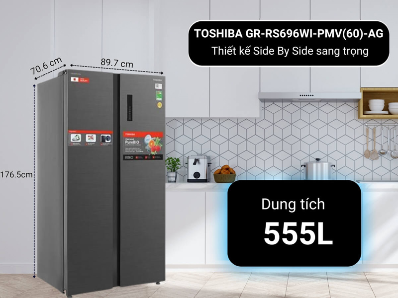 Dung tích 555L, phù hợp cho gia đình đông người