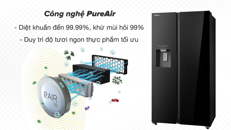 Công nghệ diệt khuẩn PureAir giúp loại bỏ vi khuẩn, khử mùi tối ưu, sẽ loại bỏ hoàn toàn mùi hôi, nấm mốc