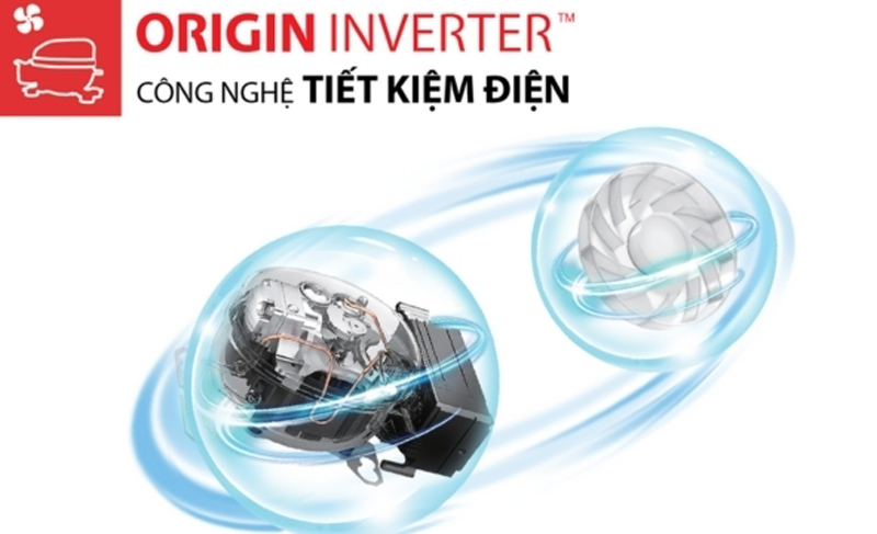 Công nghệ Origin Inverter hoạt động êm ái và bền bỉ, tiết kiệm điện năng