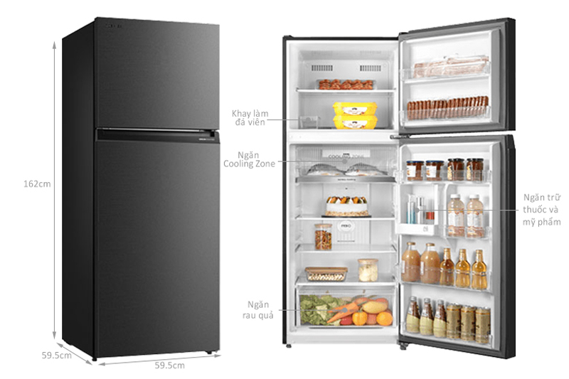 Kích thước cảu tủ lạnh Toshiba Inverter 312 lít GR-RT400WE-PMV(06)-MG 
