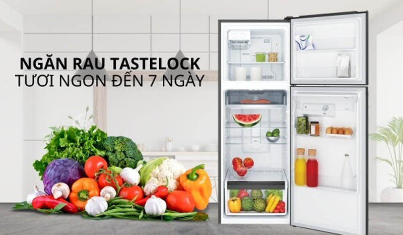 Ngăn rau TasteLock duy trì mức ẩm lý tưởng, rau quả tươi ngon đến 7 ngày